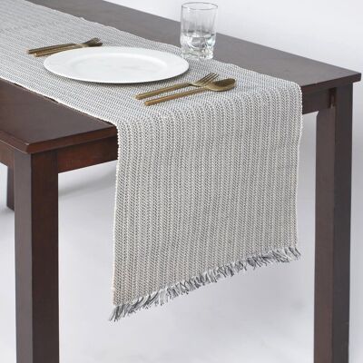 Gray Striped Cotton Runner