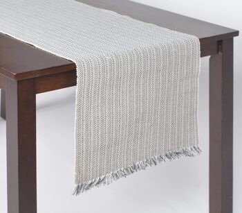 Tapis de passage en coton rayé gris 2