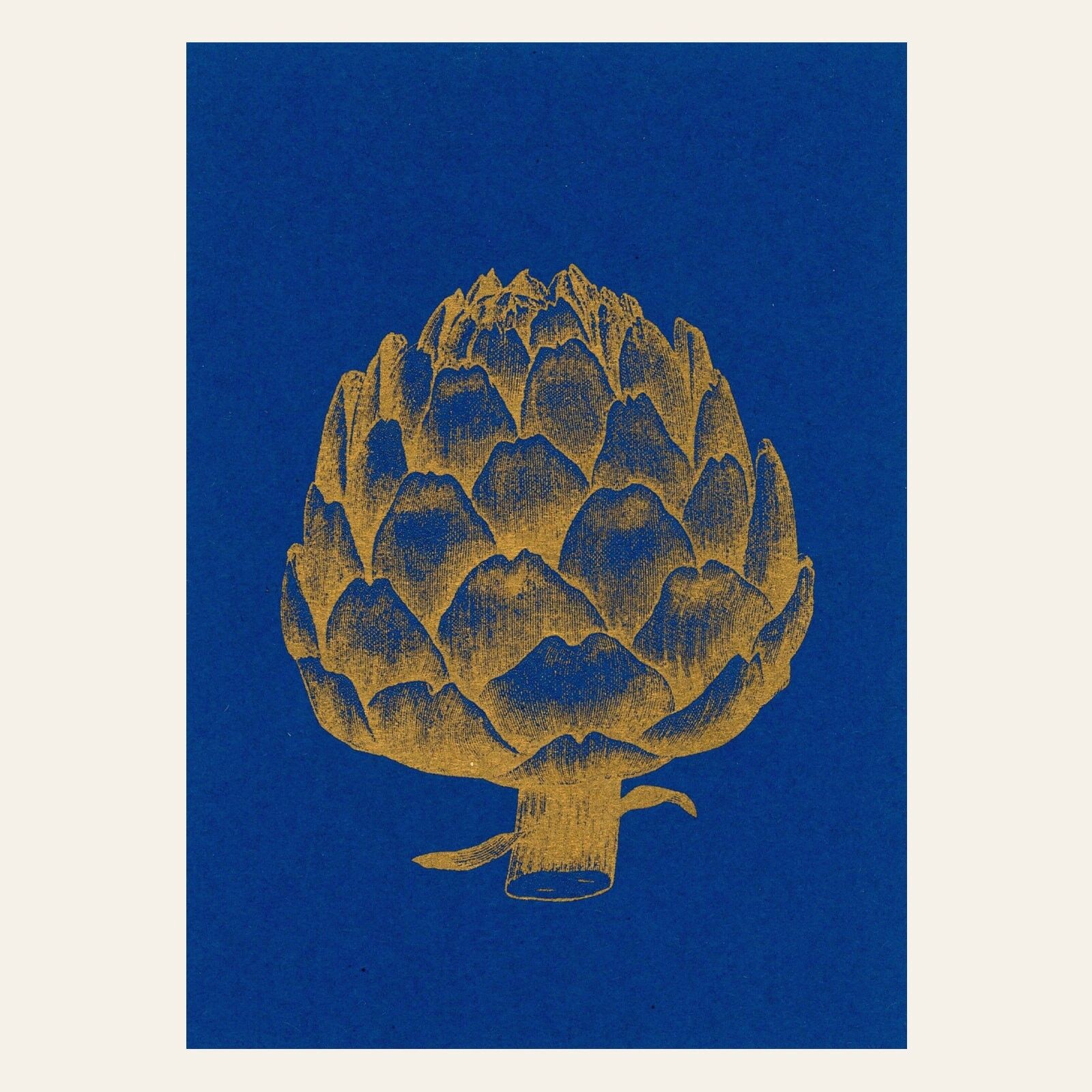 Risographie Postkarte – Goldene Artischocke – DIN A6