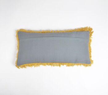 Housse de coussin lombaire à franges en coton brodé, 30 x 14 pouces 6