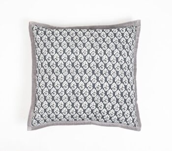 Housse de coussin en coton floral monochrome avec bordure passepoilée, 18 x 18 pouces 3