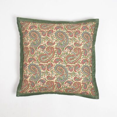 Fodera per cuscino in cotone stampato Paisley con bordo profilato, 18 x 18 pollici