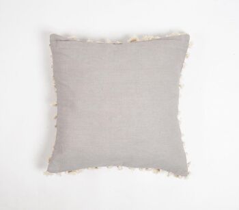 Housse de coussin en coton gris à pompons unis, 18 x 18 pouces 6