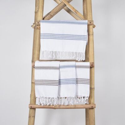 4er-Set – handgewebte Handtücher aus gestreifter Baumwolle