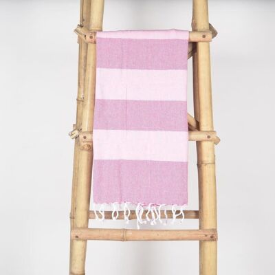 Rose Striped Hammam Fouta Fringed Beach Towel