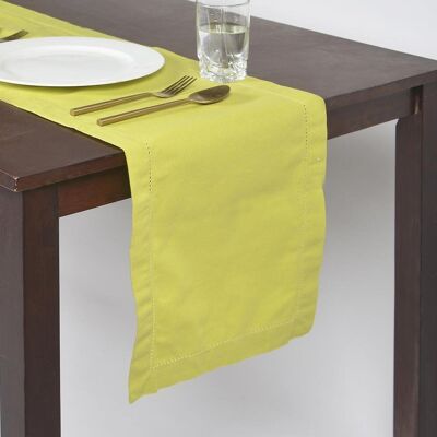 Solid Green Double Border Dining Table Runner (30x180 cm)