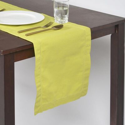 Solid Green Double Border Dining Table Runner (30x180 cm)