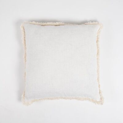 Federa per cuscino bianca solida con bordo sfilacciato, 18 x 18 pollici