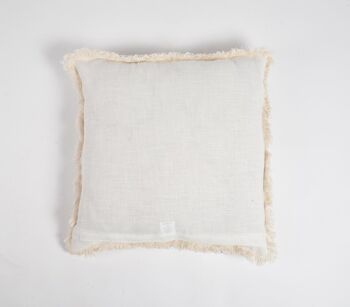 Housse de coussin blanche unie avec bordure effilochée, 18 x 18 pouces 3
