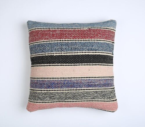 Striped Handloom Cushion cover, 18 x 18 inches