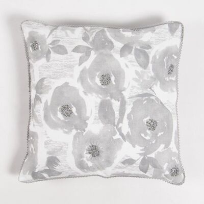 Greyscale Floral Cushion cover, 18 x 18 inches