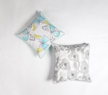 Housse de coussin floral en niveaux de gris, 18 x 18 pouces 4