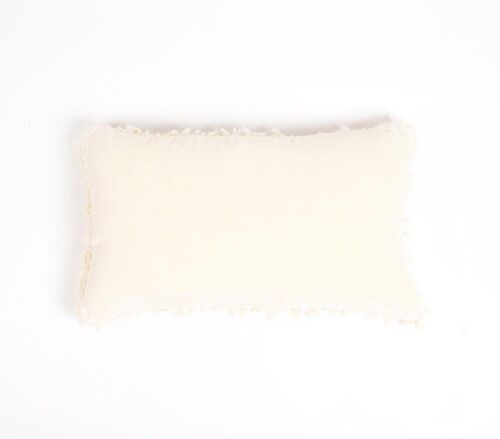 Cotton Lumbar Cushion Cover with Frayed Edges, 20 x 12 inches