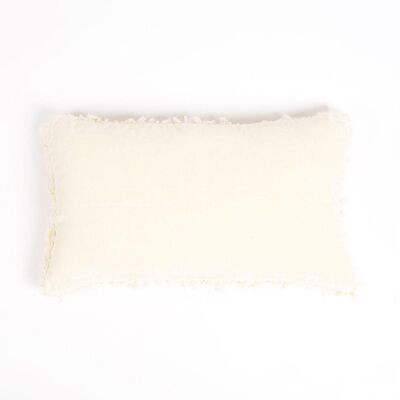 Housse de coussin lombaire en coton avec bords effilochés, 20 x 12 pouces