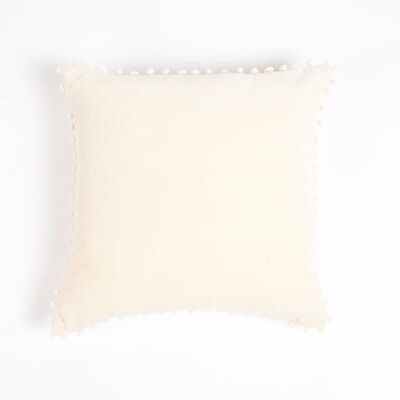 Dyed Cotton Cushion Cover with Border Embellishment, 18 x 18 inches