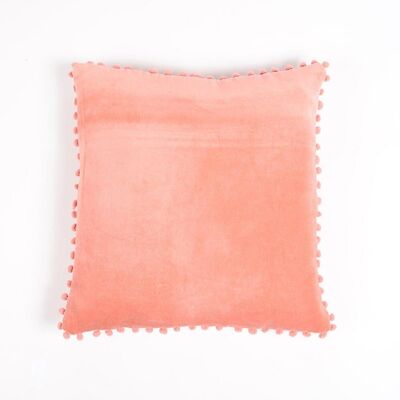 Housse de coussin en coton et velours uni avec bordure à franges, 18 x 18 pouces