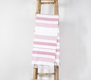 Serviette de hammam rouge teinte en fil 4