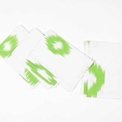 Set of 4 - Ikat Printed Green Napkins