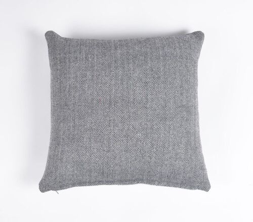 ZigZag Printed Woolen Blend Cushion Cover, 16 x 16 inches