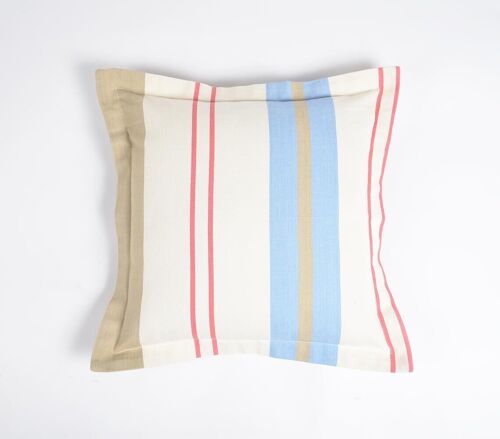 Printed Pastel Stripes Cotton Cushion Cover, 16 x 16 inches