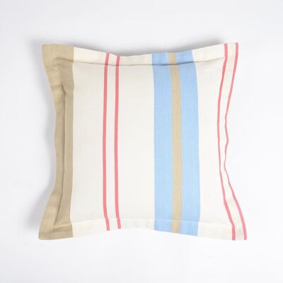 Bedruckter Kissenbezug aus Baumwolle mit Pastellstreifen, 16 x 16 Zoll