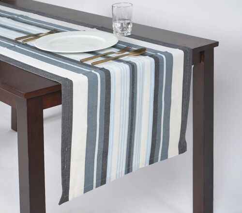 Shades of Grey Striped Table Runner