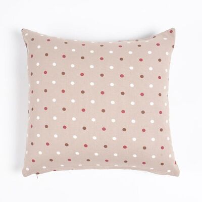 Housse de coussin en coton à pois imprimés, 16 x 16 pouces