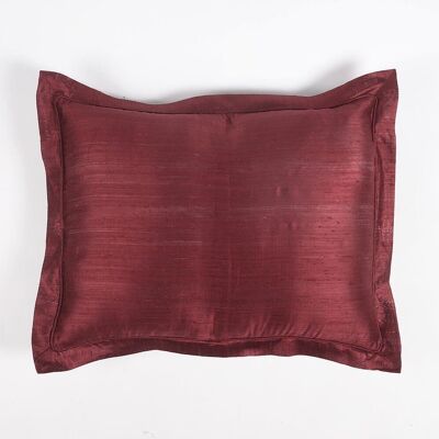 Housse d’oreiller en soie écarlate unie avec passepoil, 25 x 20 pouces