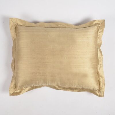 Funda de almohada de seda dorada maciza con ribetes, 25 x 20 pulgadas