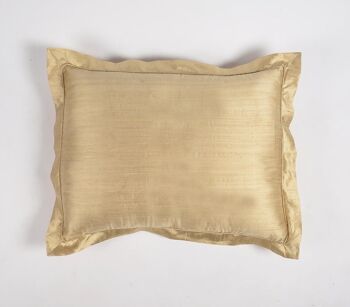 Housse d’oreiller en soie dorée unie avec passepoil, 25 x 20 pouces 1