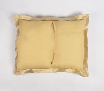 Housse d’oreiller en soie dorée unie avec passepoil, 25 x 20 pouces 3