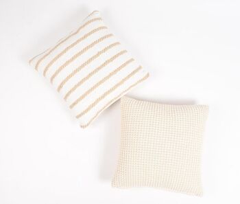 Housse de coussin en jute et coton tissés, 16 x 16 pouces 4