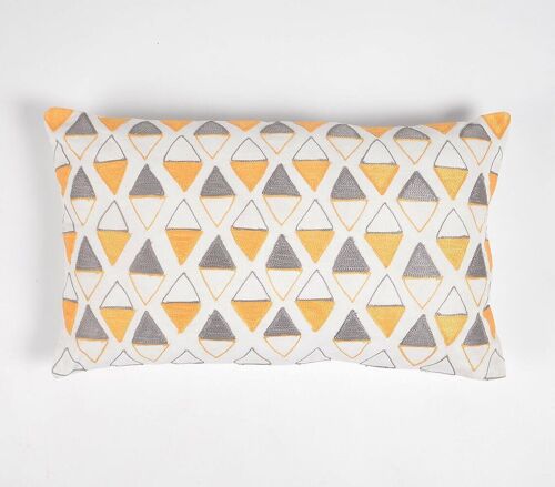 Aari Embroidered Summery Lumbar Cushion cover, 20 x 12 inches