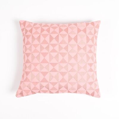 Embroidered & Quilted Cotton Cushion cover, 16 x 16 inches