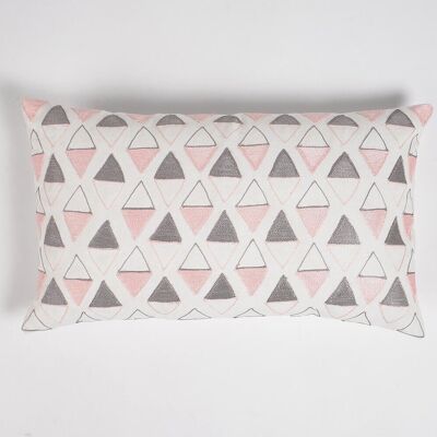 Aari Embroidered Pastel Lumbar Cushion cover, 20 x 12 inches