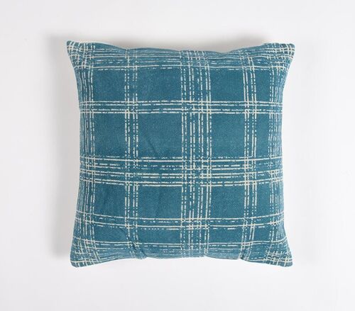 Flock Printed Cotton Cushion cover, 18 x 18 inches