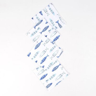 Set of 4 - Printed Fish Table Napkins