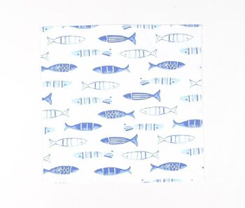 Lot de 4 - Serviettes de table imprimées Poissons 2