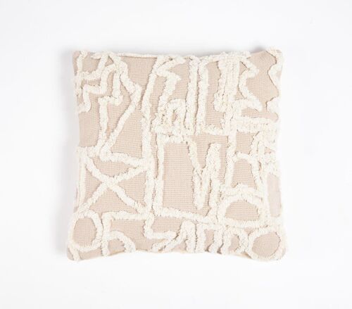 Hand Tufted Abstract Cotton Cushion Cover, 16 x 16 inches