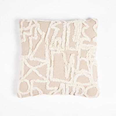 Funda de cojín de algodón abstracto con mechones a mano, 16 x 16 pulgadas
