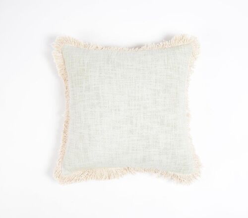 Solid Light Grey Cushion Cover with Frayed edges, 16 x 16 inches