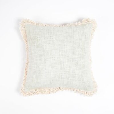 Housse de coussin gris clair uni avec bords effilochés, 16 x 16 pouces