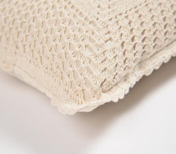 Housse de coussin lombaire en coton au crochet avec applique florale, 20 x 12 pouces 5