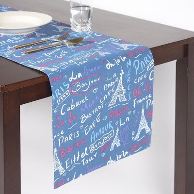 Typographic Paris-Themed Printed Table Runner
