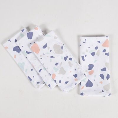 Set of 4 - Handwoven Cotton Terrazzo Printed Napkins