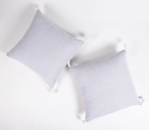 Set of 2 - Solid Smokey Handloom Cotton Cushion Covers, 16 x 16 inches