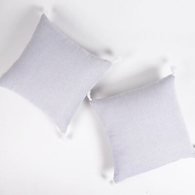 Set of 2 - Solid Smokey Handloom Cotton Cushion Covers, 16 x 16 inches