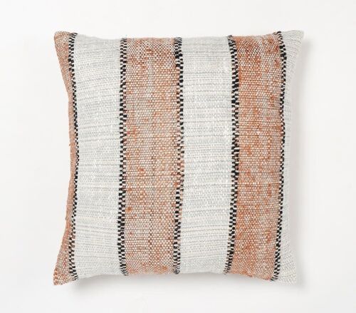 Handwoven Block Striped Cotton Cushion Cover