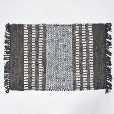 Handwoven Grayscale Tasseled Rug