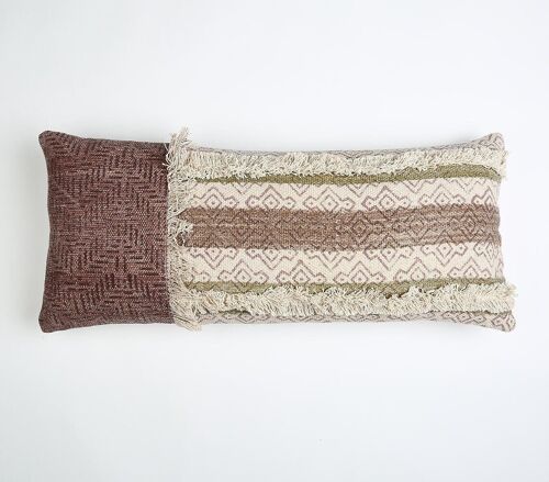 Block Printed & tufted Lumbar Cushion cover